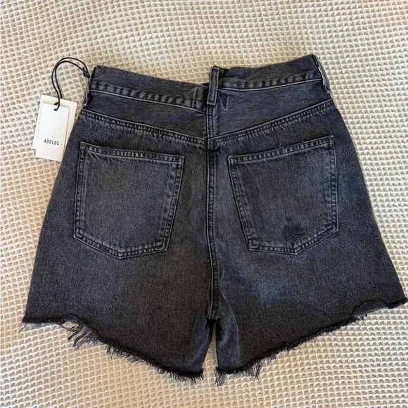 Agolde Black Criss Cross Jean Shorts - Picture 4 of 6